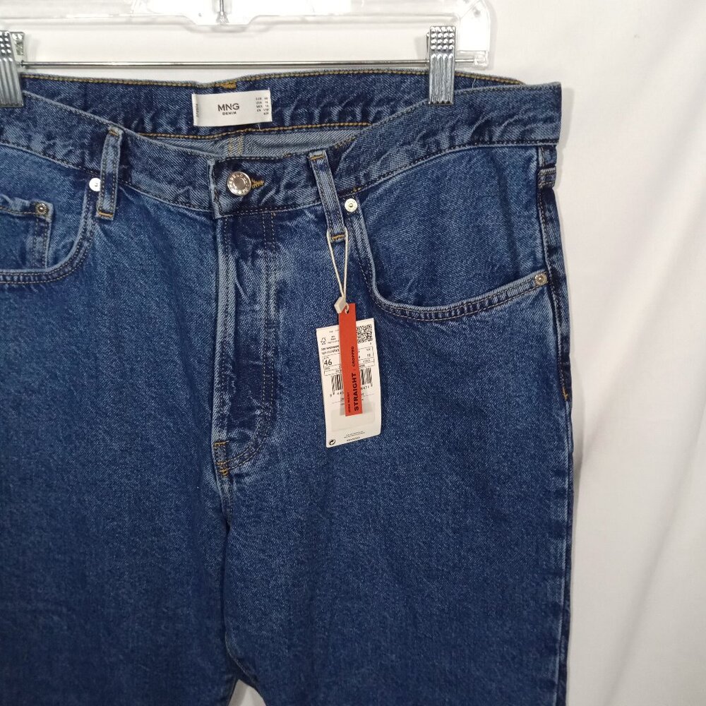 Mango Womens Cropped Jeans Size 14 Cotton Blue High Waist Straight Leg Denim - Picture 11 of 11